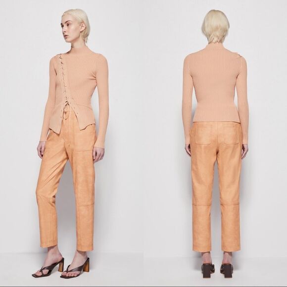 Jonathan Simkhai Brooke Lace Up Rib Knit top Tan Size XS - Picture 6 of 12